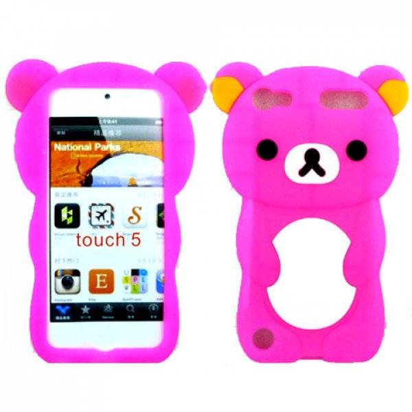 Wholesale iPod Touch 5 3D Bear Case (Hotpink)